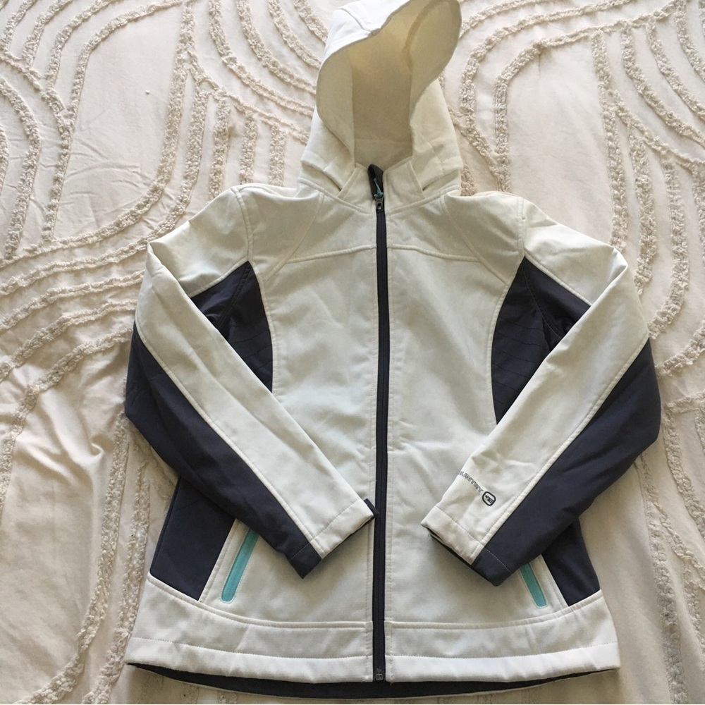 WomanHooded Softshell Jacket - Cream & Gray